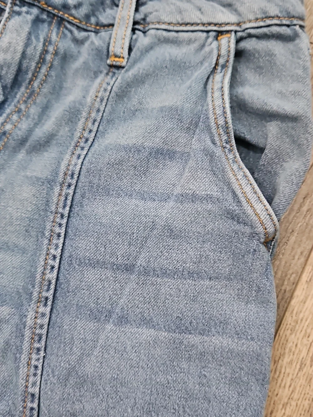 Light Wash Denim Cargo Jeans Slitted Bottom - Picture 5 of 6